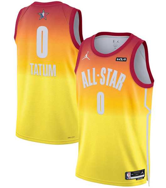 Mens 2023 All-Star #0 Jayson Tatum Orange Game Swingman Stitched Basketball Jersey Dzhi